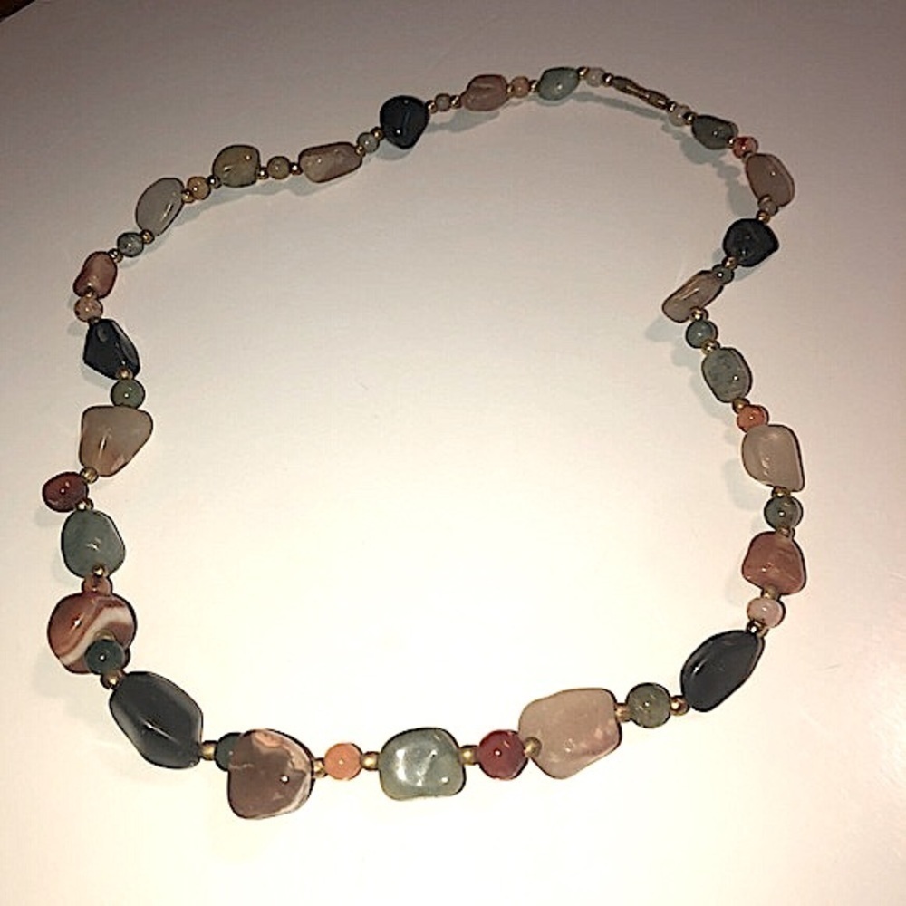 VTG Mixed Gemstone Agate Necklace 23”